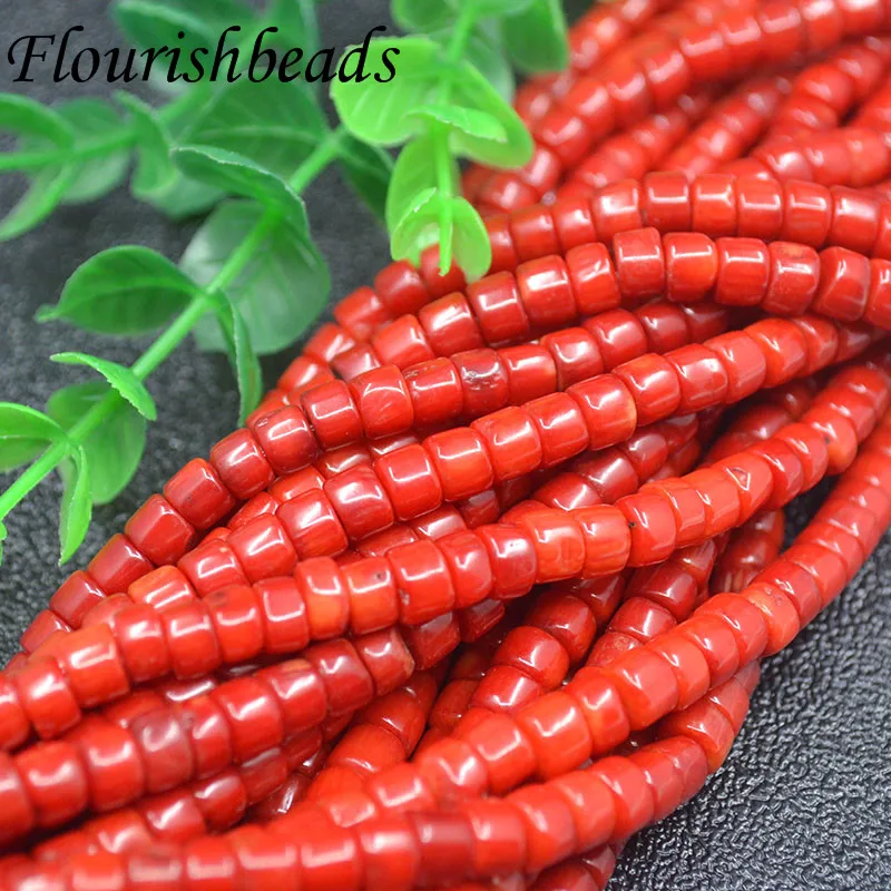 Wholesale 4mm-8mm Natural Stone Beads Dark Red Coral Round / Cylinder Charm Loose Beads for Jewelry Making Diy Bracelet