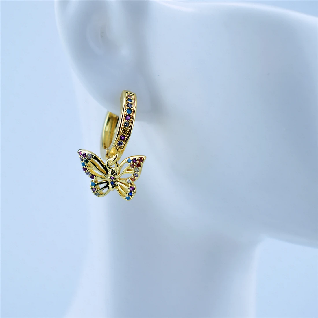 2020 New Women's Earrings Fashion Zircon Butterfly Danglee Earrings for Women Animal Sweet Colorful Stud Earrings Girls Jewelry