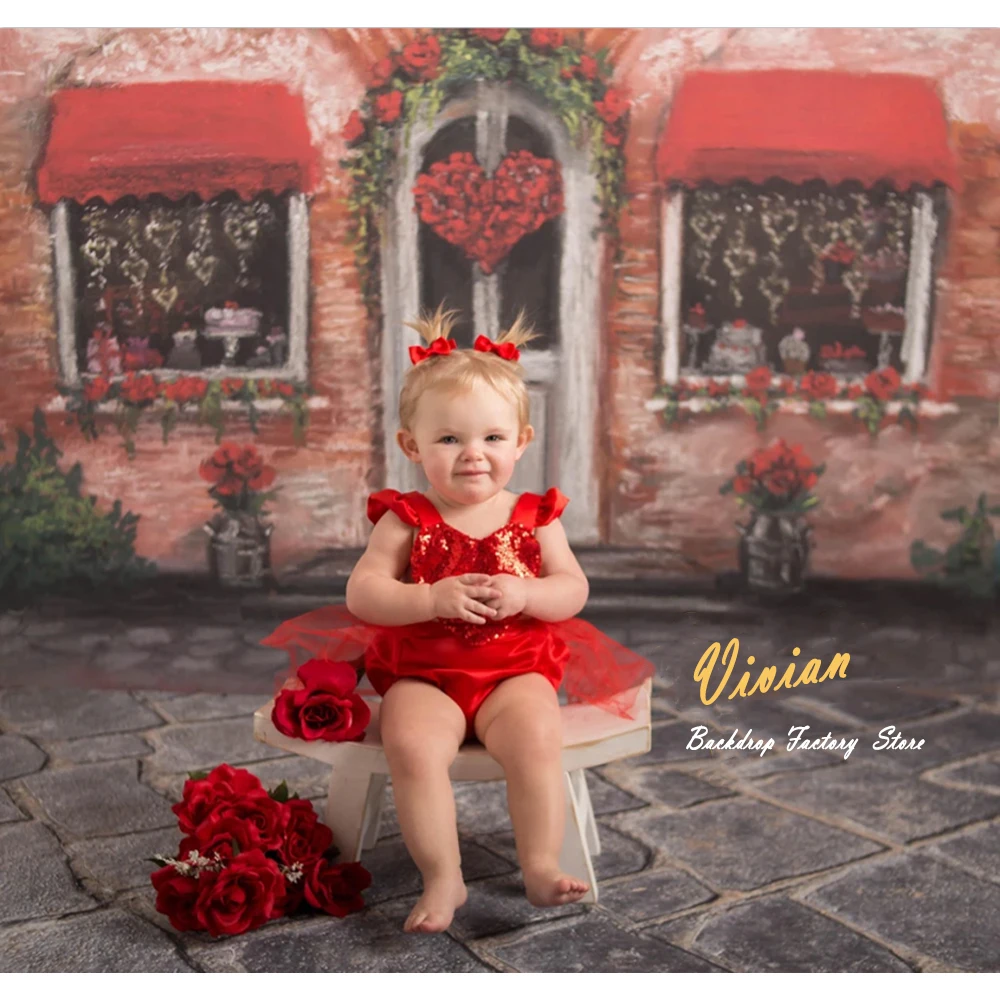 Kids Backdrop Valentine's Day Cake Smash Rose Love Young Children Portrait Birthday Decoration Vinyl Baby Photography Background