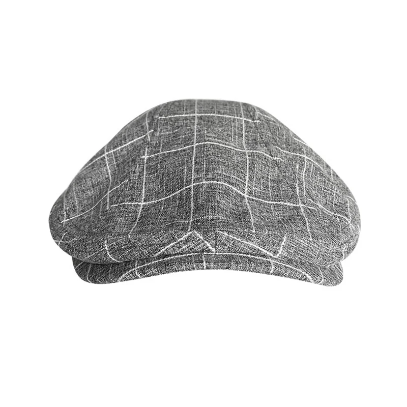 Summer Autumn Unisex Casual Flat Caps Lattice Gray Beret Vintage Ivy Newsboy Hat  Artist Painter Male Driving Hat NM11