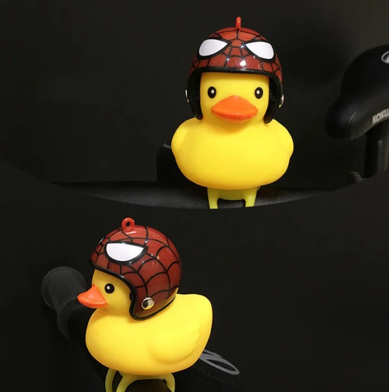 1pcs Cartoon Bicycle Bell Silicone Little Yellow Duck Shape Bicycle Bells Shining Handlebar Duck Head Light MTB Bike Accessories