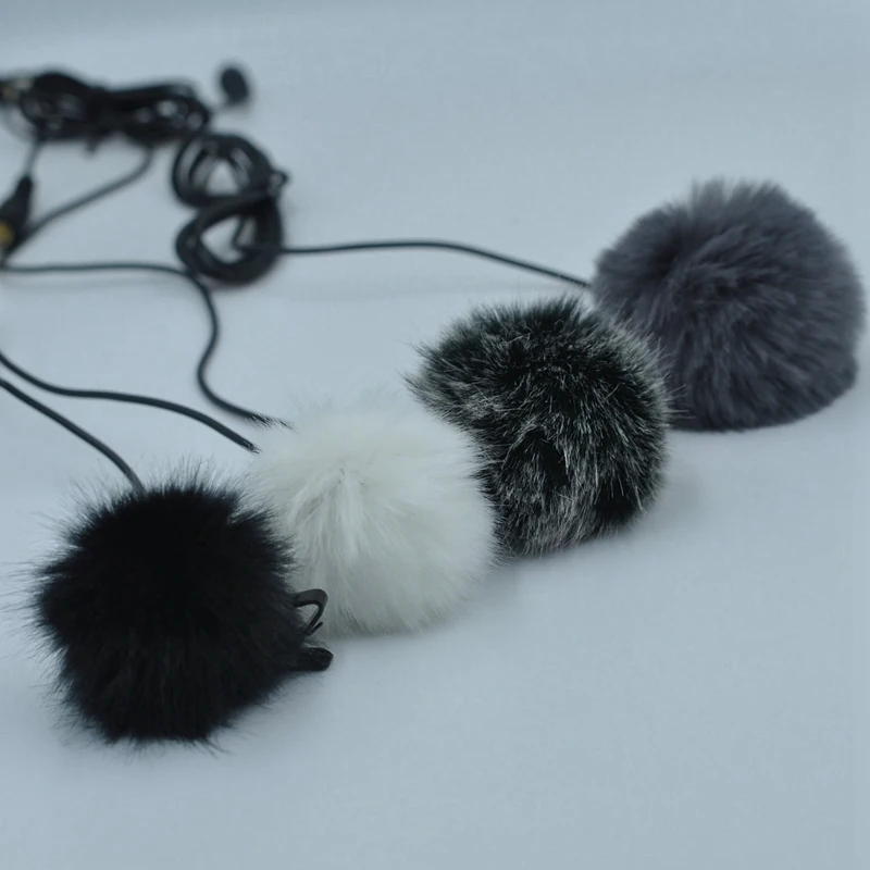 FULL-Universal ไมโครโฟนสายคล้องคอกระจกหน้ารถ Furry Fur กระจกหน้ารถ Wind Muff นุ่มสำหรับ Sony Rode Boya Lavalier Lapel ไมโครโฟน5มม.