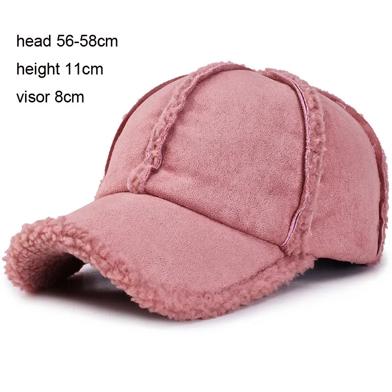 Faux Suede Fleece Winter Dad Hat Women Mens Cap Brown Grey Pink Six Panel Baseball Cap Adjustable