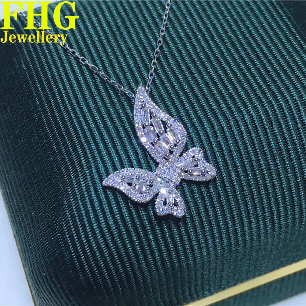 18k Au750 White Gold Natural diamond Necklace 0.25Carat butterfly Necklace Wedding Party Engagement Anniversary Fashion Elegance