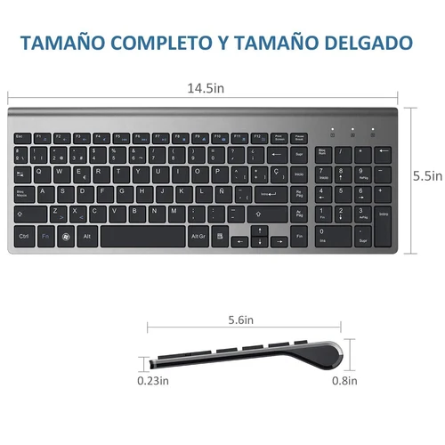 Imagen 2 del producto Teclado inalámbrico con diseño en español, dispositivo Multimedia de 101 teclas, de alta calidad, poco ruido, 2,4G, para Windows 7, 10, Android TV Box