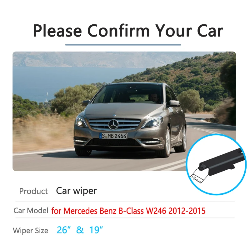 Car Wiper Blades for Mercedes Benz B Class B-Class W246 2012~2015 Front Windscreen Windshield Wipers Car Accessories 2013 2014