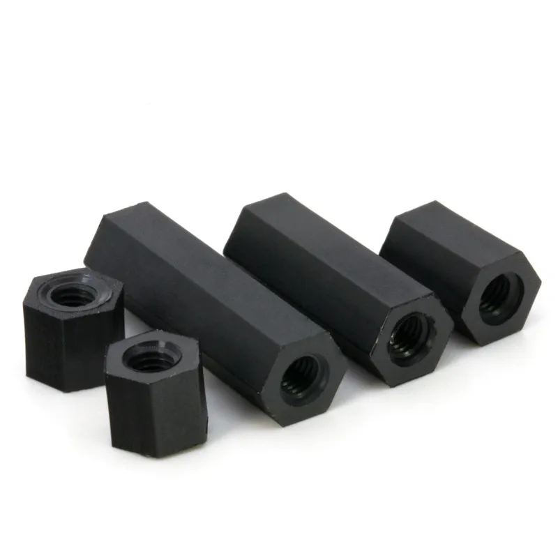 

50Pcs Black Spacing Screw Hex Nylon Standoff Spacer Column M2 M2.5 M3 M4 Flat Head Double Pass Nylon Plastic