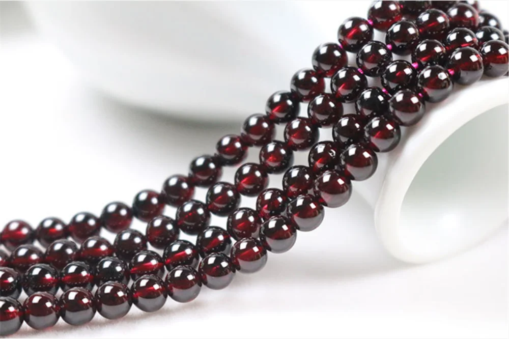 Grade AA Natural Garnet Beads 3mm-10mm Cherry Red Color NOT Dyed Smooth Polished Round 15.4 Inch Strand SL06