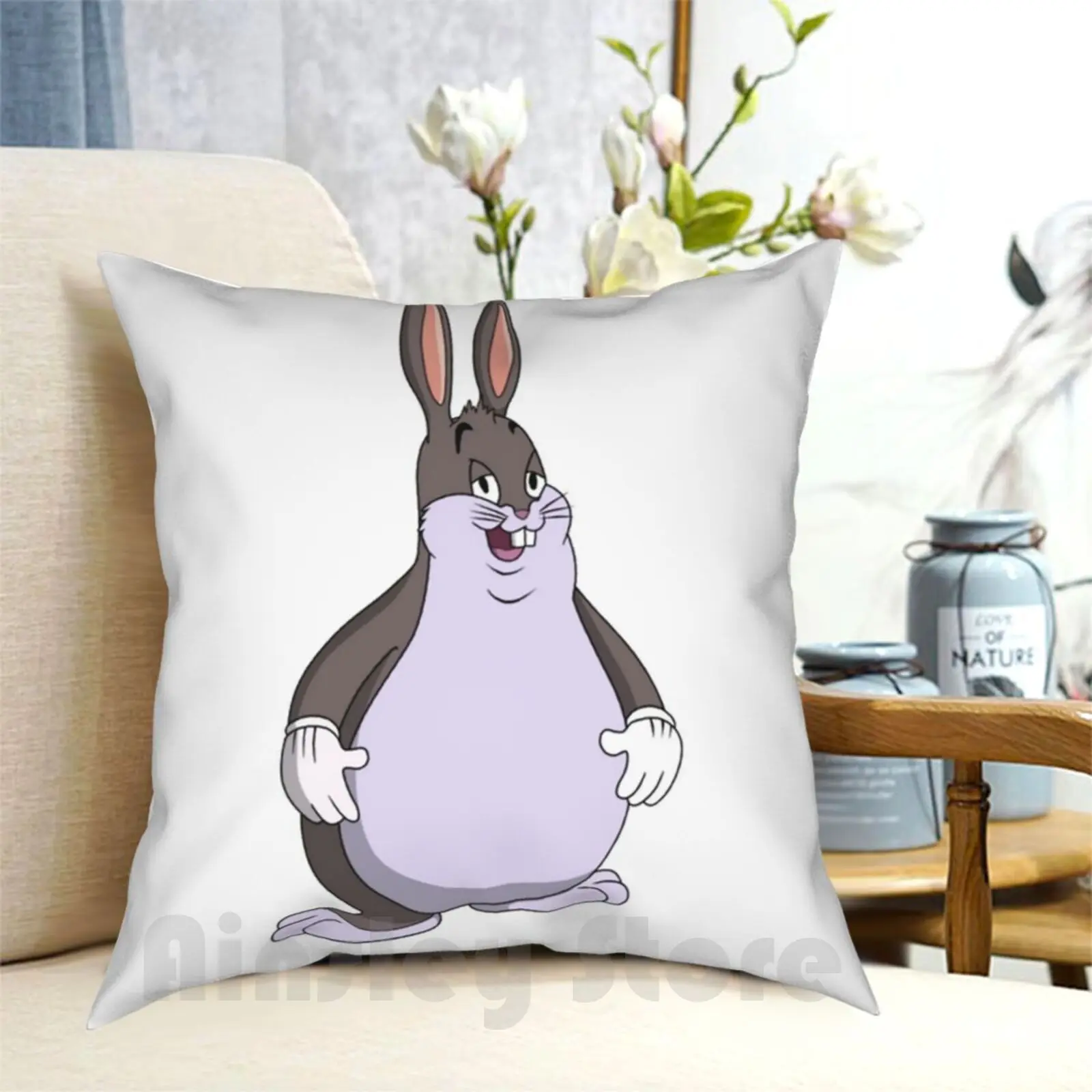 

Big Chungus Pillow Case Printed Home Soft Throw Pillow Big Chungus Rabbit Meme Doc Funny Teen Tok Lamo Dumb Game Bugs
