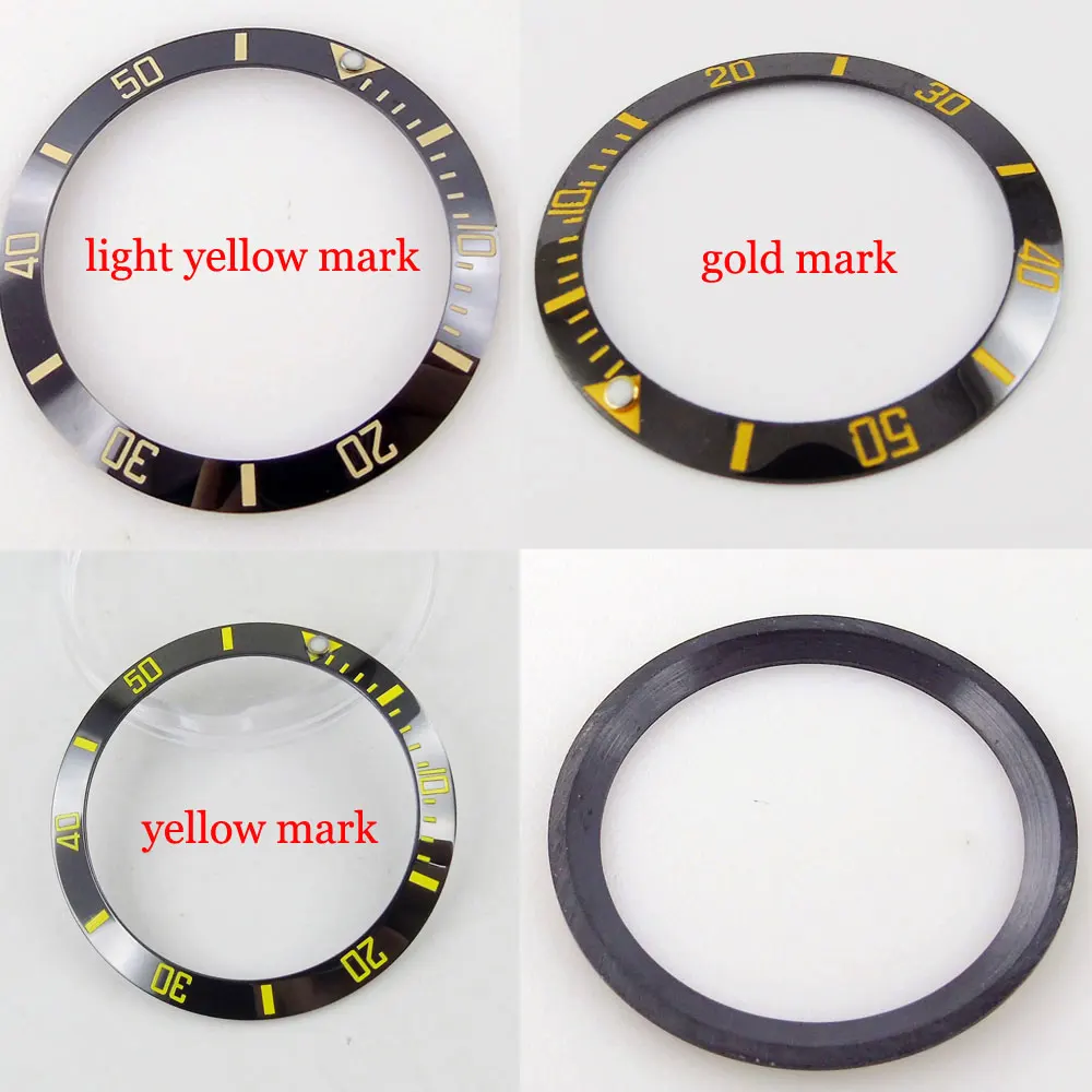 38mm*30.6mm Yellow/Gold/Mark Slope Black Watch Bezel Insert Ceramic fit 40mm Case