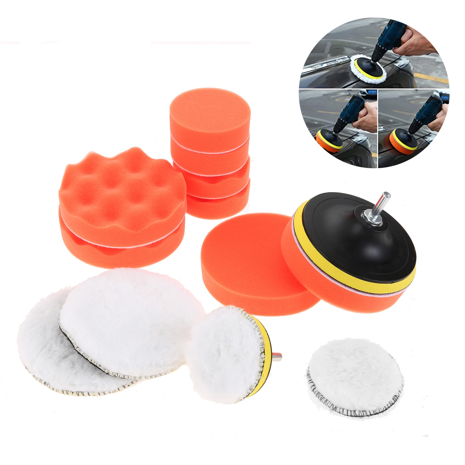 

16Pcs Car Detailing Polishing Pad Kit Wool Sponge Foam Buffing Pads Polishing Machine Tools for Rotary Tools