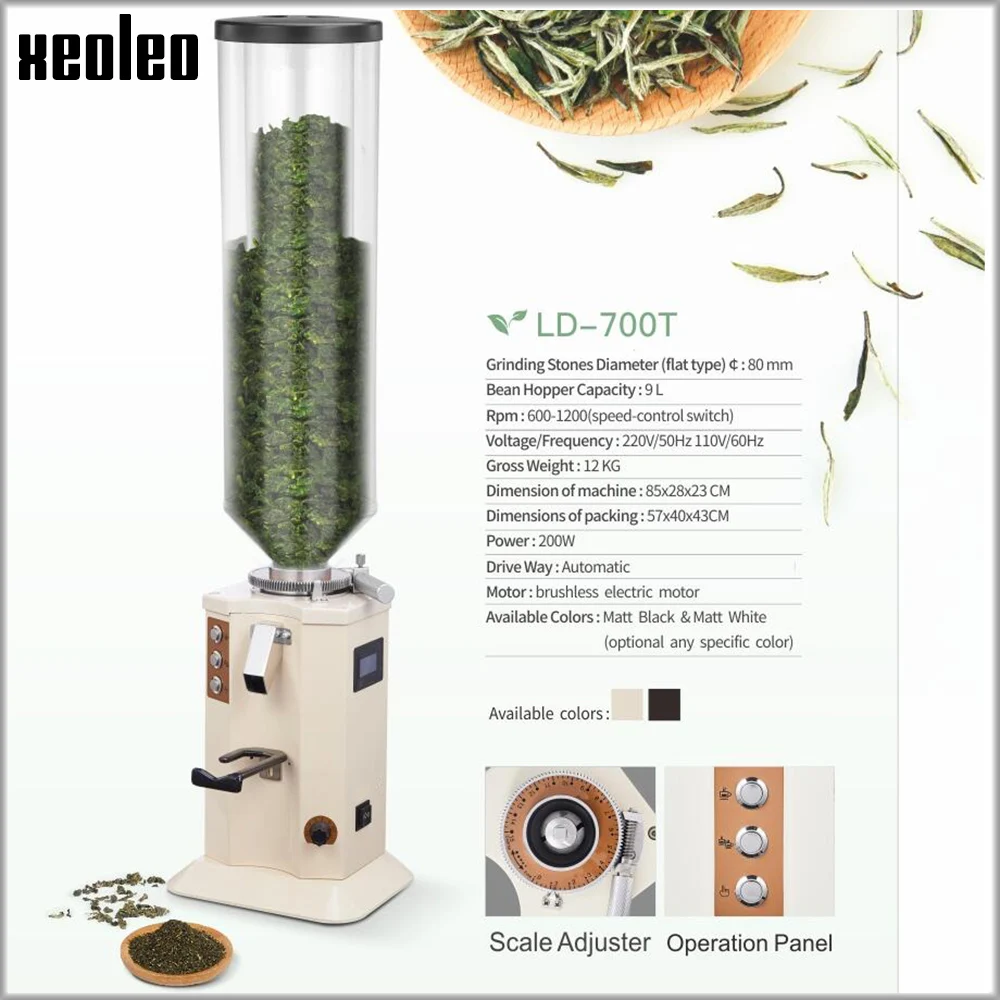 XEOLEO 9L Tea milling machine 200W Matcha grinder Automatic Electric Grinding tea machine Commercial Miller Black/White 110/220V