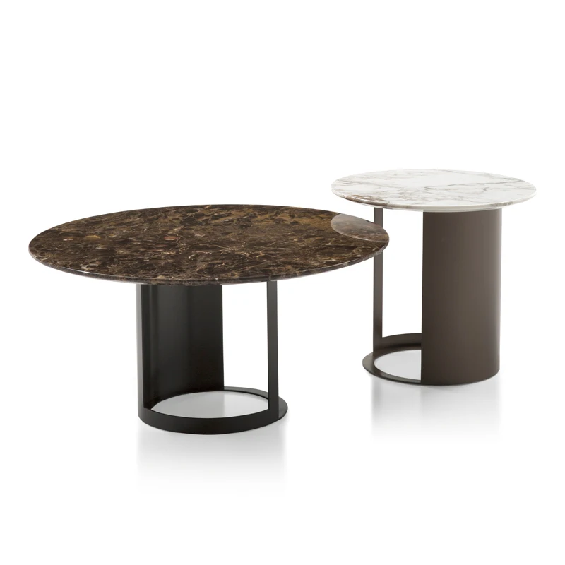 GY Modern Minimalist Marble Coffee Table Living Room Combination Sets Light Luxury round Tea Table Model Room Side Table
