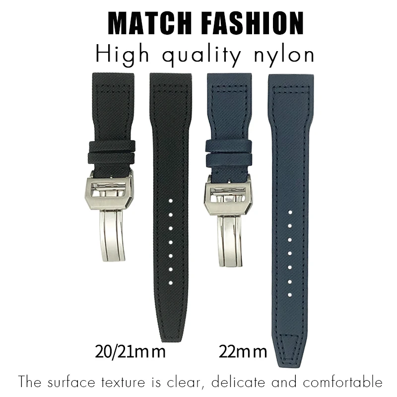 Nylon Leather Watchband 20mm 21mm 22mm Fit for IWC Le Petit Prince Big Pilot TOP GUN IW3777 Black Sport Fiber Canvas Watch Strap