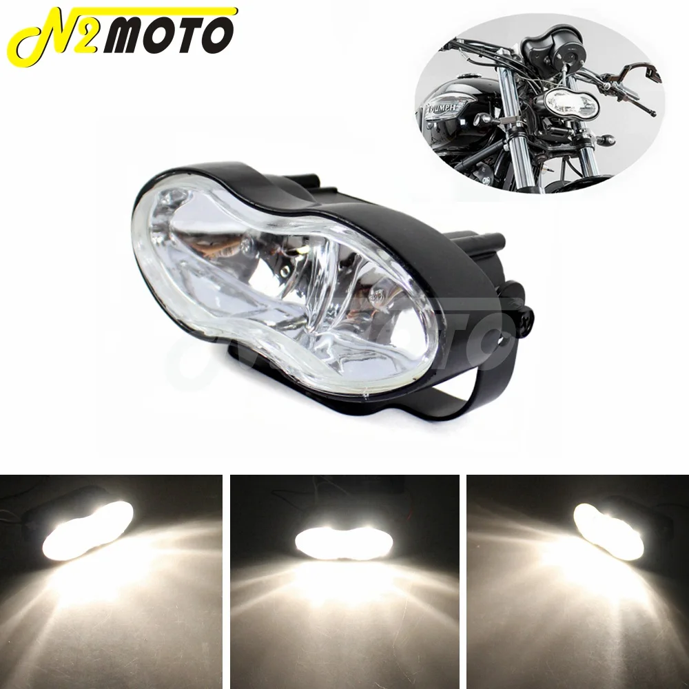 

Cafe Racer Motorcycle Wave H3 Headlight 12V/55W Double Twin Headlamp Blub Lights For Harley Sportster Cruisers Chopper Custom