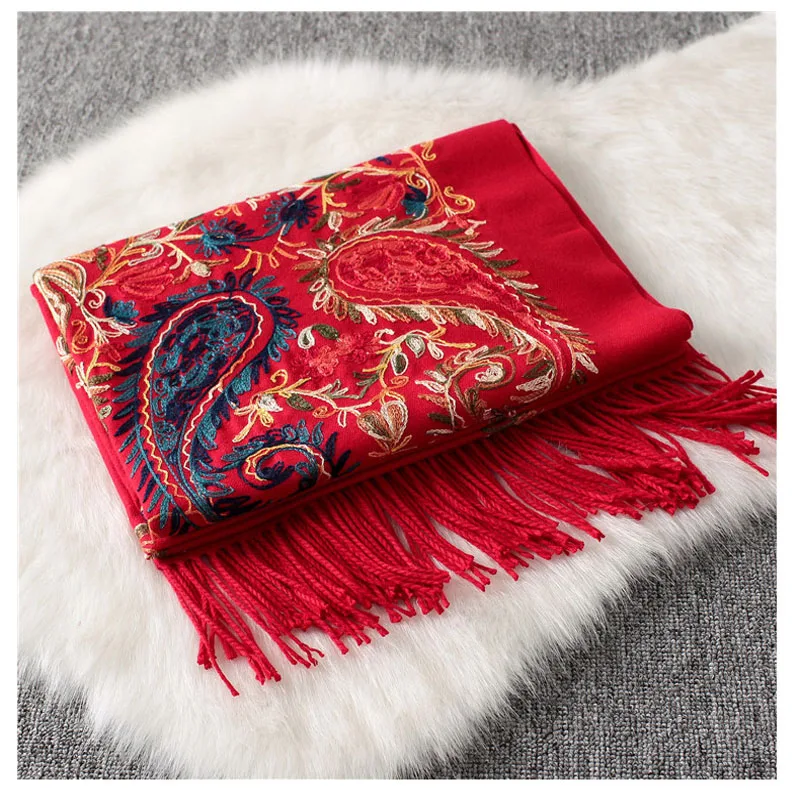 Luxury winter scarf sjaal,embroidery paisley scarf bandana,pashmina cashmere shawl from india,cape femme,echarpe foulard femme