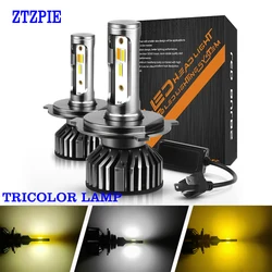 ZTZPIE 28000LM 120W Tricolor Lamp 9005/HB3 9006/HB4 H1 H8 H7 H4 H11 H9 H3 9012 Led Headlight Cob CHIP Car Fog Light Bulb 12V