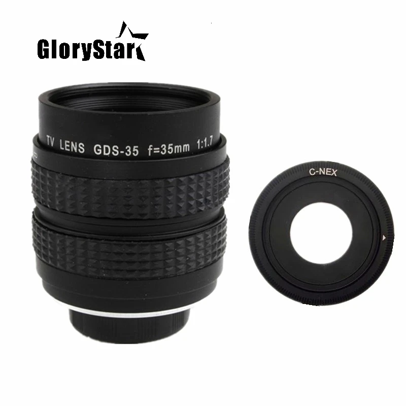 GloryStar 35mm F1.7 CCTV TV Movie lens C Mount to Sony E:NEX3 NEX-C3 NEX-F3 NEX5 NEX5N NEX5R NEX5T NEX6 NEX7 A6000 A6300 A6500