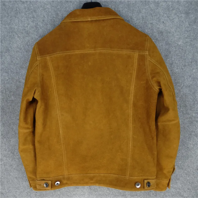 New Fashion 2023 Men\'s Jacket Genuine Suede Cow Leather Coat for Male Autumn Winter Fall Clothing Plus Sized XXXL 3XL