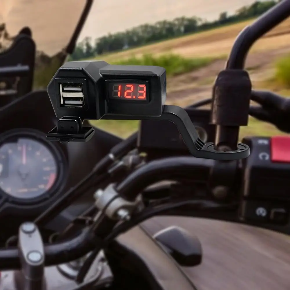 

55% Hot Sales!!! Motorcycle Multifunctional Dual USB Mobile Phone Charger Adapter with Voltmeter