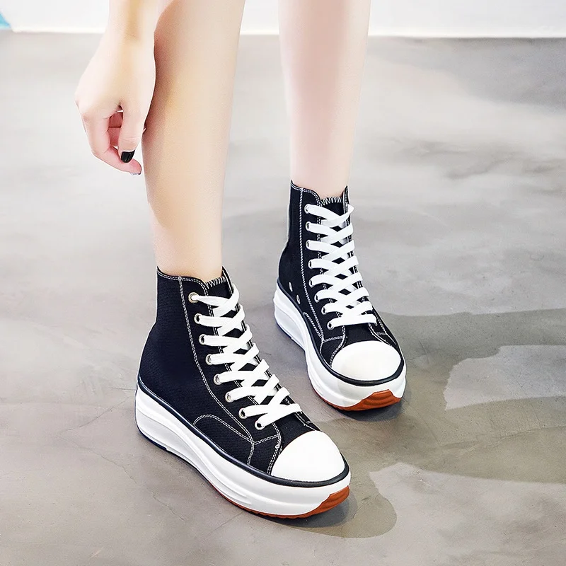 Sneakers Canvas Shoes Women Trainers Women High Top Lady Autumn Female Footwear Breathable Girl White Black Sneakers