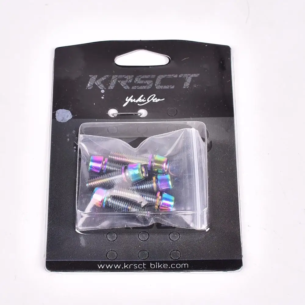Transport Steel Titanium Titanium Plated Bolts With Washers M5*18mm Bicycle Parts Bicycle Stem Parts 6 Pieces Of Rainbow Gold