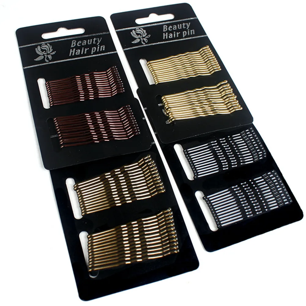 

24pcs/lot Women Gold Black Drip Invisible Hair Grips Curly Wavy Bobby Pins For Daily Use Wedding Party Hair Maker