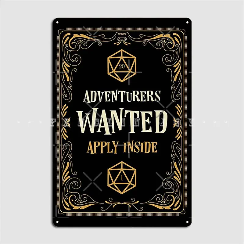 Adventurers Wanted Apply Inside Rpg Metal Sign Garage Decoration Wall Custom Cinema Garage Tin Sign Poster