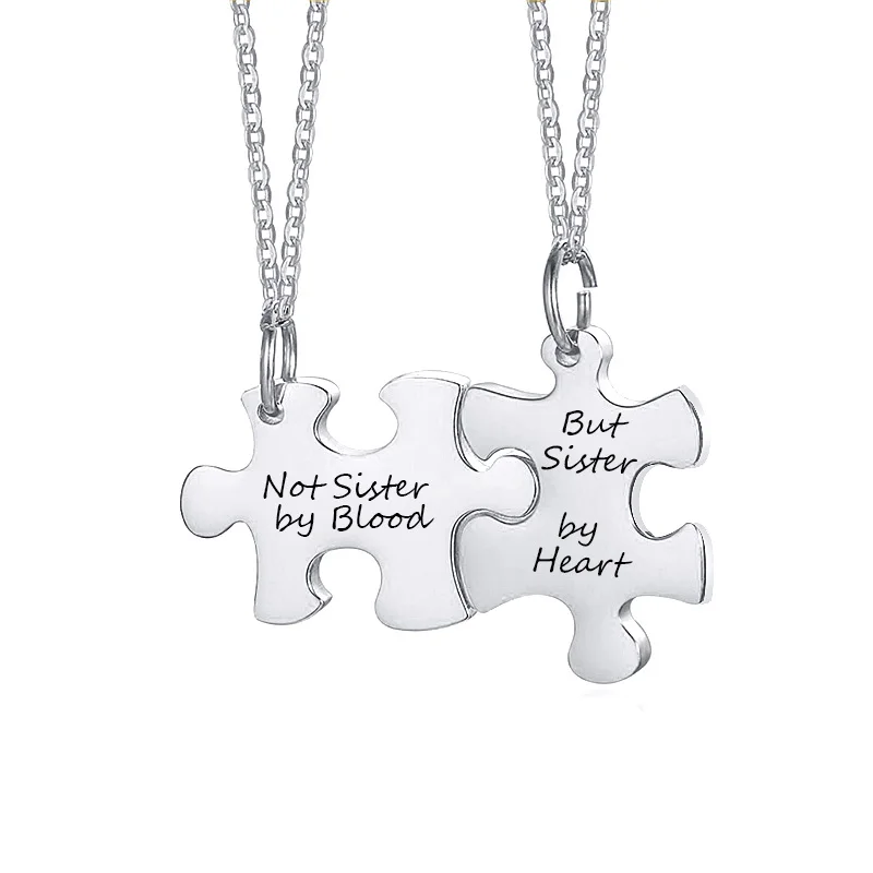 Custom Engraved Puzzle Necklace 2/3/4/5 Pieces Set Family Couple Necklaces Friendship BFF Personalized Jewelry