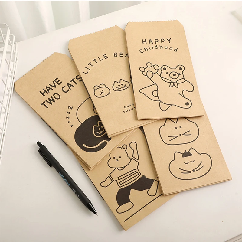 20PCS/Pack Vintage Letter Envelope Sets Cute Cartoon Envelope Kraft New Creative Letter Paper Storage Bag School Office Supplies