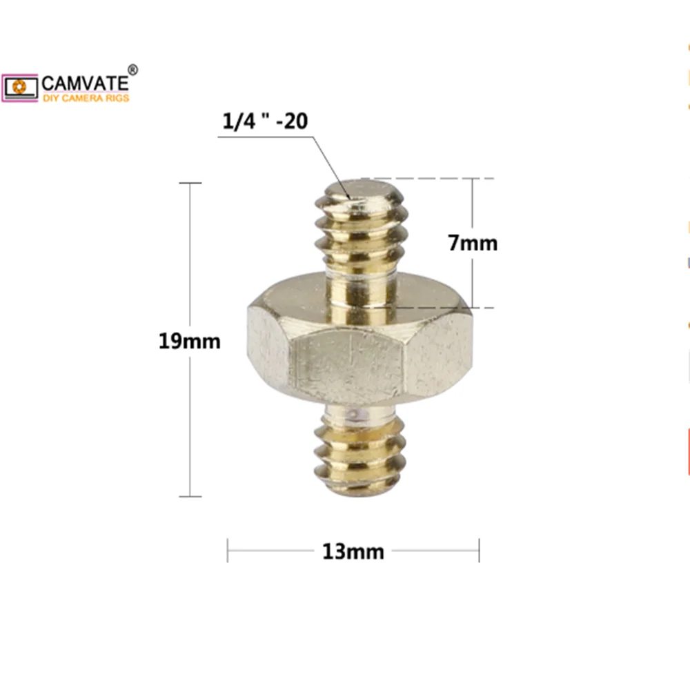 カムコーダー-1/4 "オスから1/4" の六角ねじアダプター,オス/三脚/ボールヘッド/ライトスタンド/ビデオライト取り付け用,2個