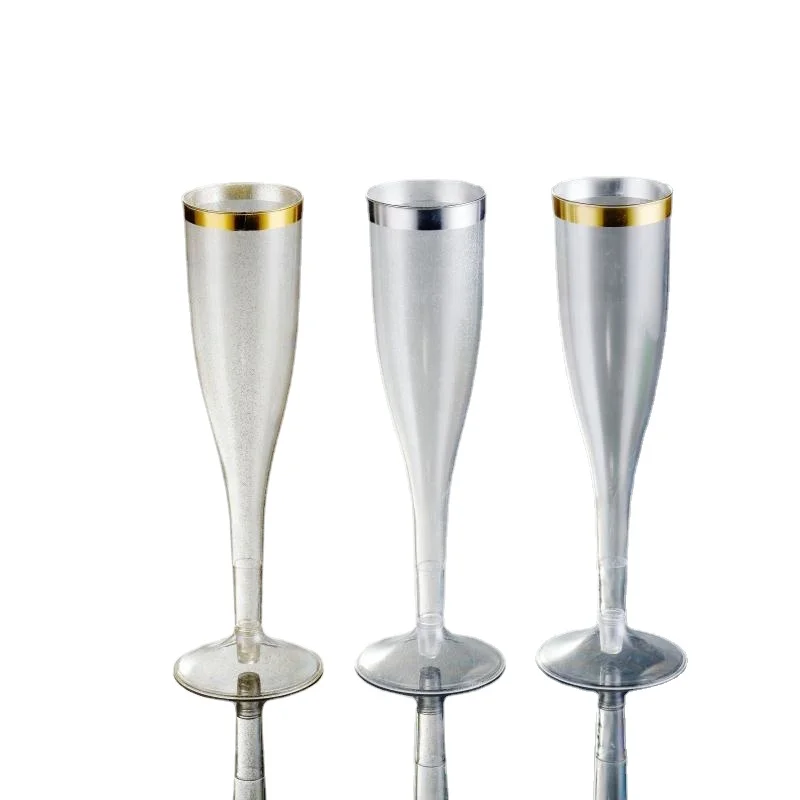 

long-stem wine cup/ glass toasting champagne flutes glasses /gold rim 6.5oz champagne flutes