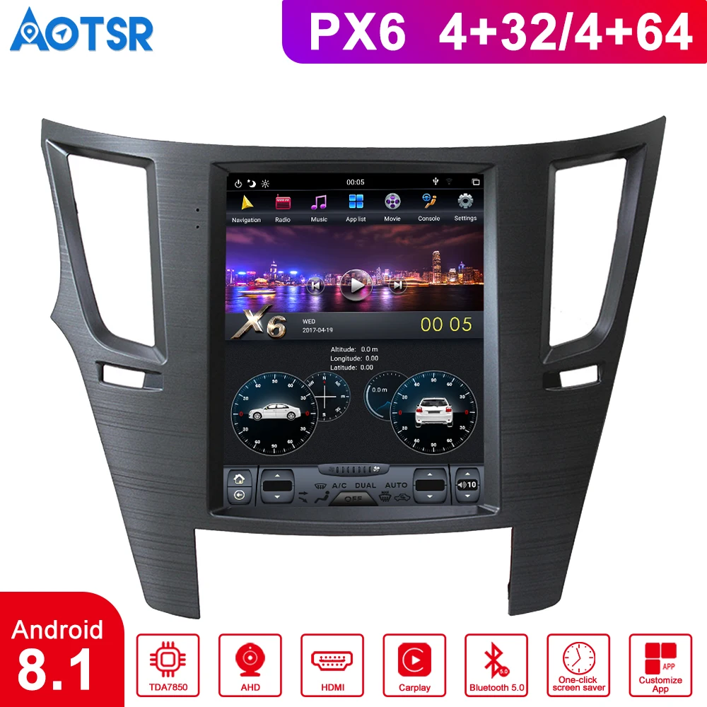 PX6 4GB RAM For Tesla style Android  Car GPS Navigation For Subaru Legacy Outback 2009 to 14 Car Radio Android multimedia player