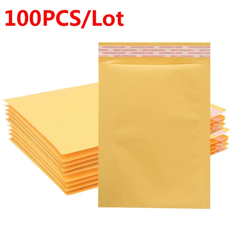 Enveloppes à Bulles en Papier Kraft de Différentes Spécifications, Sacs d'Expédition Rembourrés, Lot de 100 Pièces