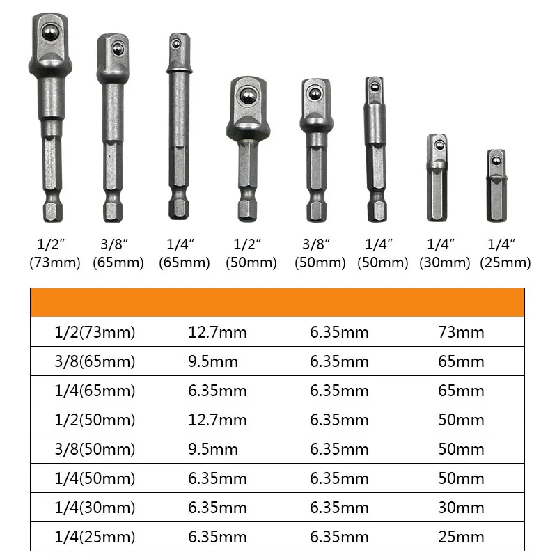 SMARLAN 8 sztuk na zestaw rękaw korbowód gniazdo głowicy Adapter udarowe wiertło z uchwytem sześciokątnym bity zestaw prętów 1/4 "3/8" 1/2 "bity mocy