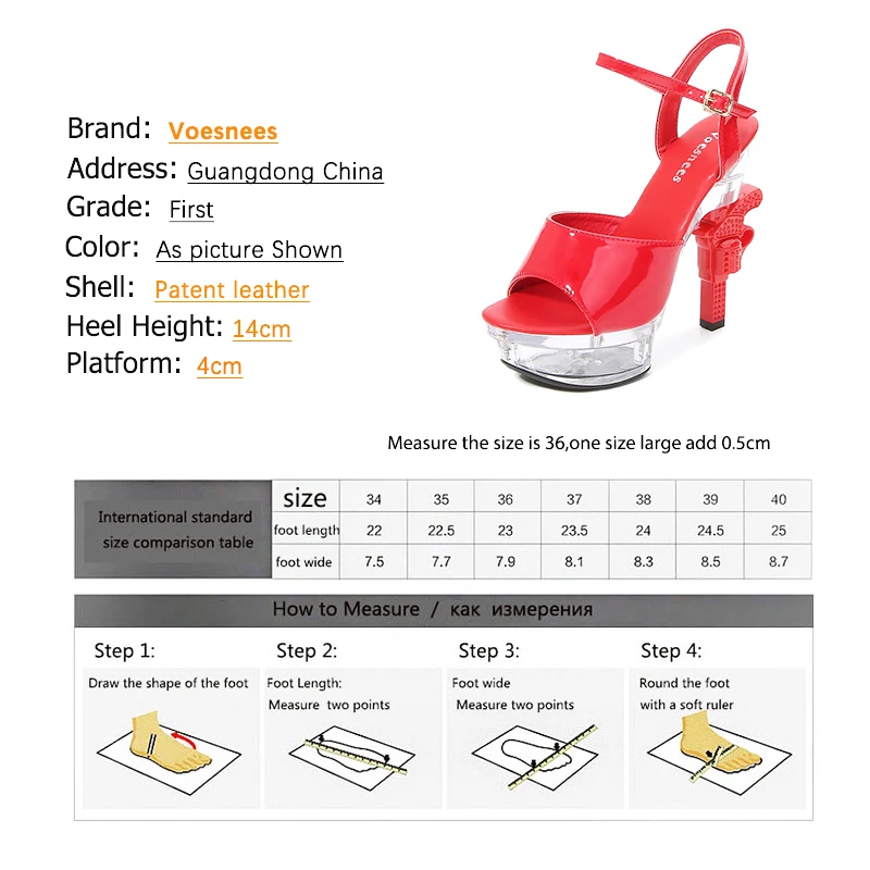 Voesnees New Gun Heel Women Shoes Sandals 2024 Summer New Patent Leather Transparent Platform High Heels Female pole dance Shoes