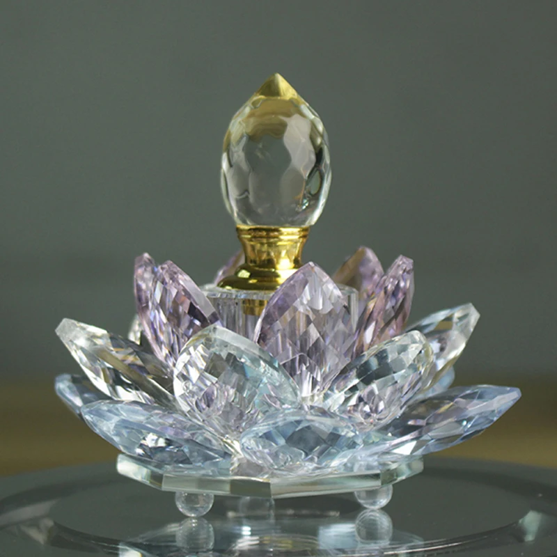 3ML Refillable Crystal Glass Lotus Flower Perfume Bottle Arttar Oil Scent Empty Glass Bottle Fragrance Container Gift Home Decor