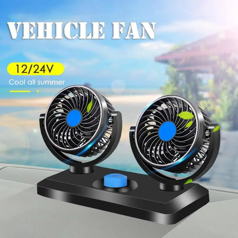 

Mini Car Fan 12V 24V Single/Double Car Truck Double Head Shaking USB Small Electric Fan 360 Degree Rotating Low Noise Cooling