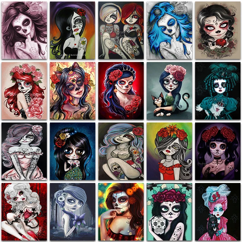 5D Diamond Painting Kit Paint Cartoon Horror beauty Girl princess Rose ghost Full Square&Round embroidery mosaic Cross stitch