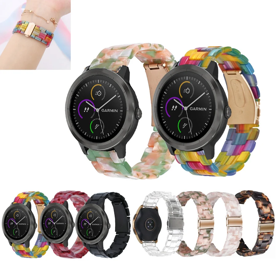 20mm Transparent Resin Strap Band for Garmin Vivoactive 3 element / Active 5 / 165 245 645 / venu2 plus