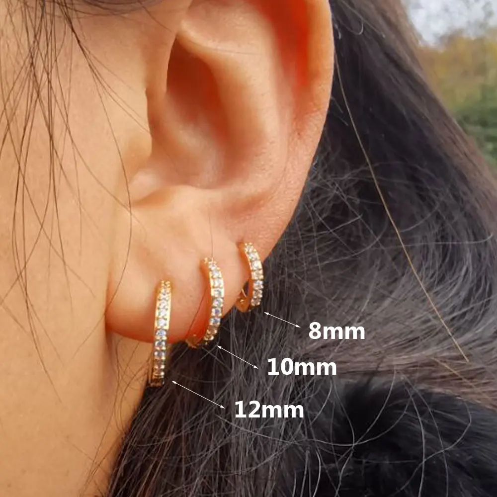 1Pair 6-12mm Small Rainbow Hoop Earrings Gold/Color  Helix Cartilage Round Huggies Earrings For Women Men Party Jewelry Gift