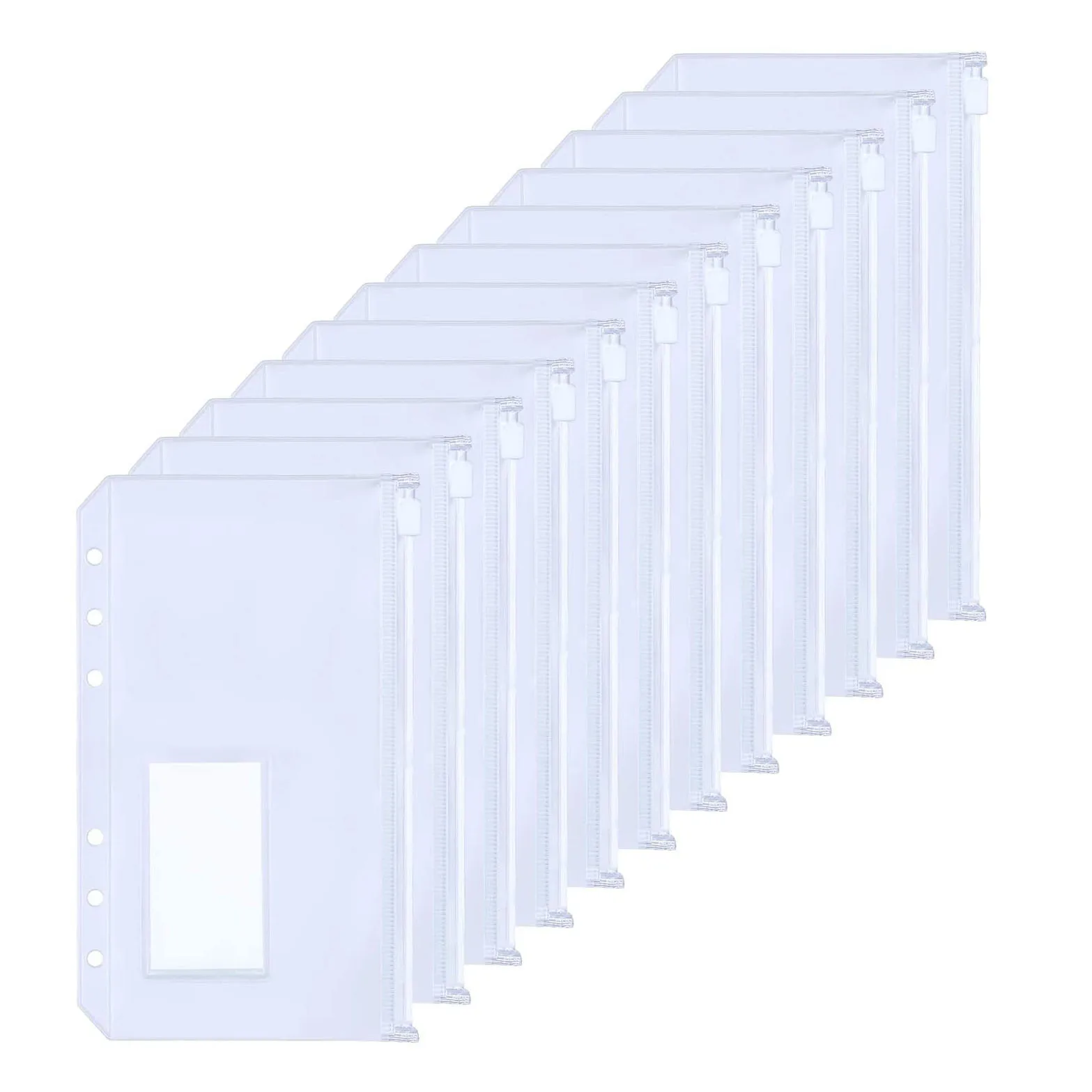 Poches de reliure avec poche d'étiquette, enveloppes zippées en PVC pour budget de trésorerie, pocommuniste à 6 trous, dossiers pour classeur pour ordinateur portable Horizon, 12 pièces