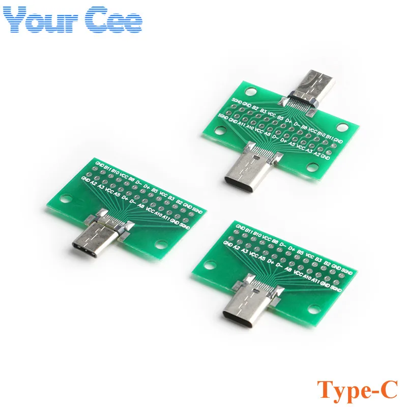 10pcs/1pc USB 3.1 Type-C Connector Adapter Plate PCB Board Female Male Head Convertor 2*13P to 2.54MM Transfer Test USB3.1