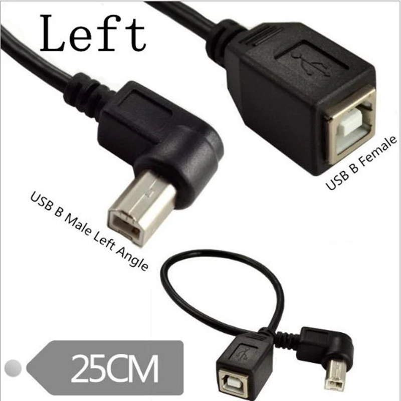 USB 2.0 B «мама» на «папа» типа B «папа» 90-градусный прямоугольный короткий удлинительный кабель для принтера, сканера, мобильного жесткого диска и многого другого
