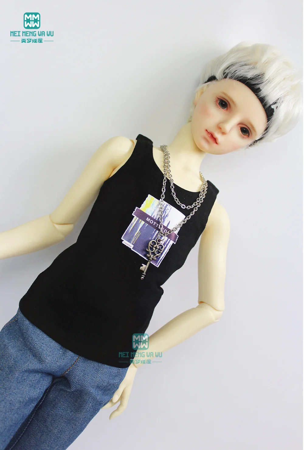 BJD accessories for 60cm 1/3 BJD Doll fashion wild vest black, white, gray