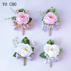 Boutonniere Men Wedding Corsage Pin Flower Silk Ribbon Groom Boutonniere Buttonhole Wedding Planner Marriage Corsage Flowers