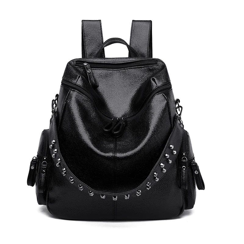 Fashion Women Leather Backpack Travel Female Shoulders School Bag Pretty Style Girls Daypack Shopping Rucksack