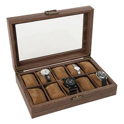 Caja de reloj de lujo para hombres y mujeres, organizador de anillos de joyería, soporte para ventana de vidrio