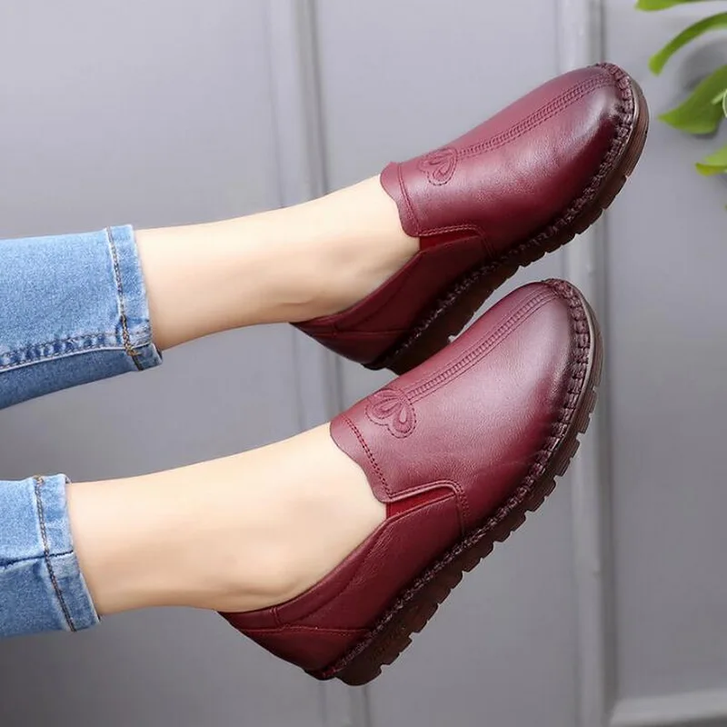 

2021 Spring Women Shoes Genuine Leather Loafers Women Soft Comfortable Casual Shoes Women Flats