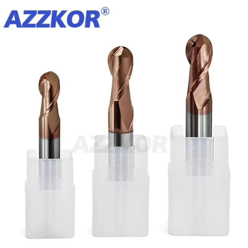 

Milling Cutter Alloy Coating Tungsten Steel Tool Cnc Maching Hrc65 Ball Nose Endmills AZZKOR Top Milling CutterMachine Endmill